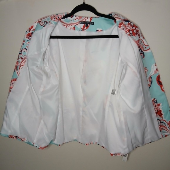 Preston &‎ York Paisley Blazer Jacket Size 14 NWT Mint Coral Open Front - Picture 6 of 7